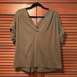 Banana Republic Double V Neck Cuff Sleeve Shirt Green XL